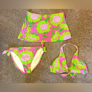 Lilly Pulitzer 3-Piece Swimsuit. Size 8. Top, Bottom and Skirt. Great Condition.